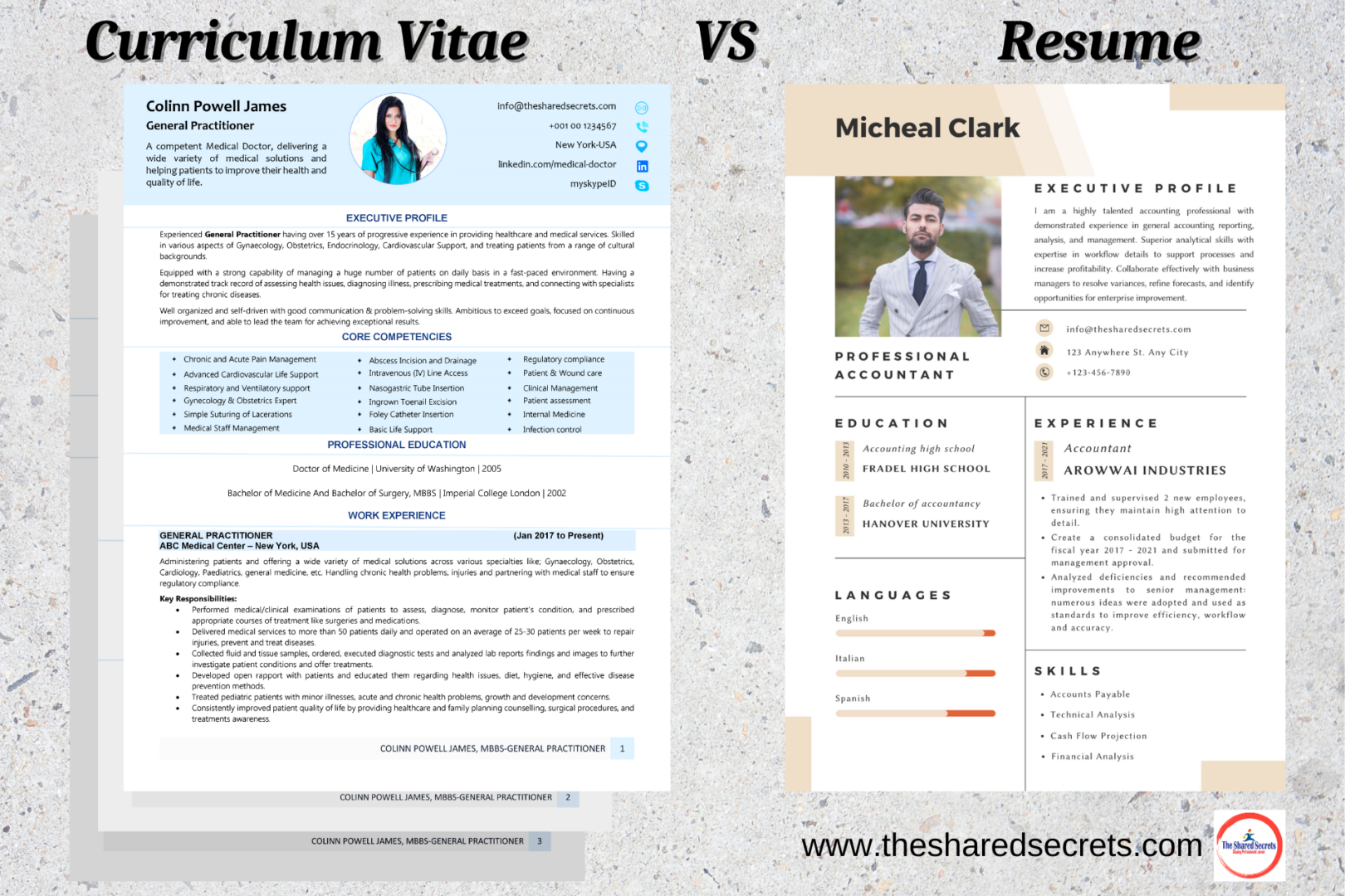 Curriculum Vitae Vs Resume Sample